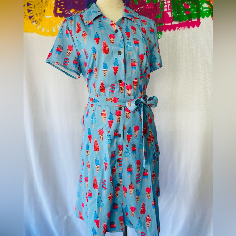 Watercolor ice cream print day dress